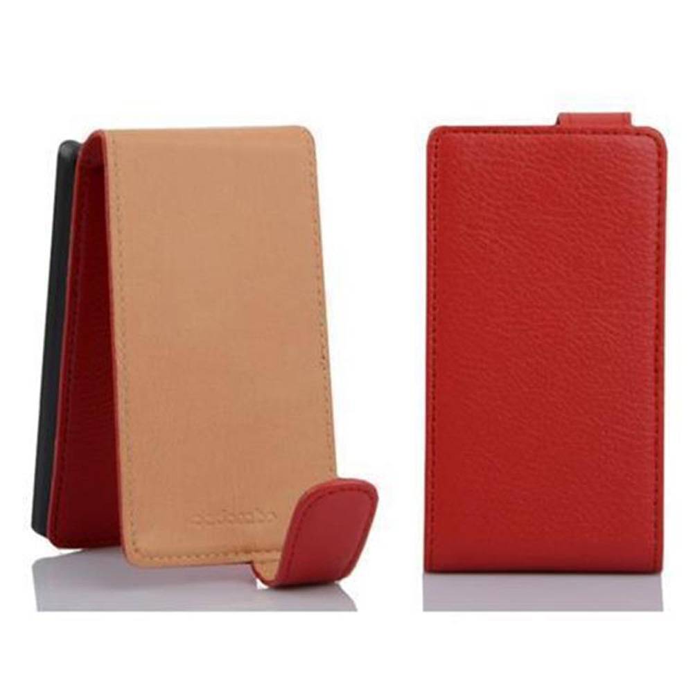 Cadorabo Schutzhülle für Huawei ASCEND G700 Hülle in Rot Flip Etui Handyhülle Case Cover Kunstleder