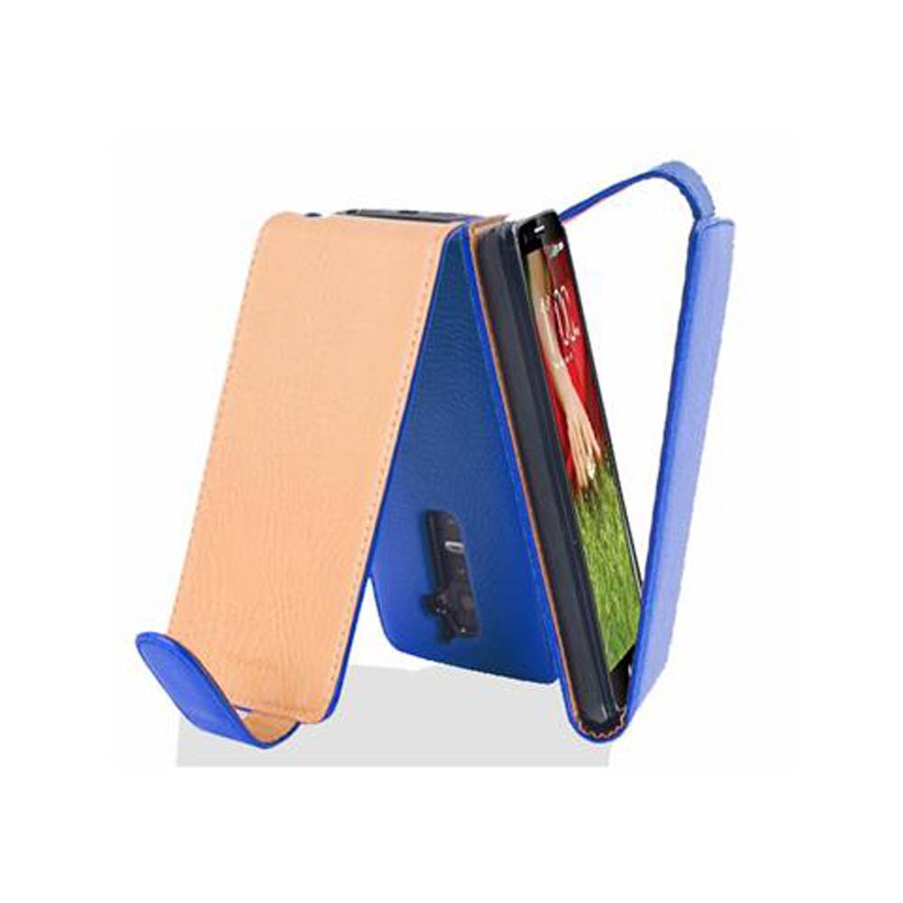 Cadorabo Schutzhülle für LG G2 Hülle in Blau Flip Etui Handyhülle Case Cover Kunstleder