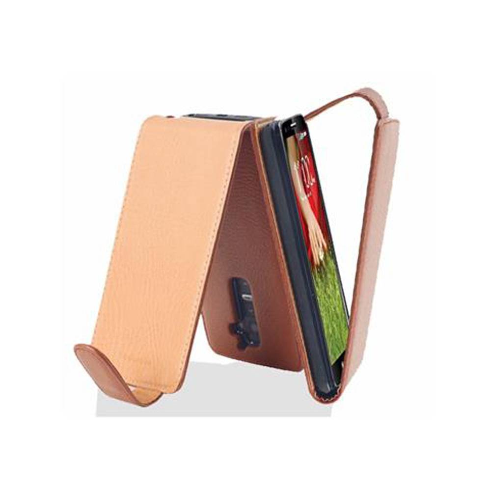 Cadorabo Schutzhülle für LG G2 Hülle in Braun Flip Etui Handyhülle Case Cover Kunstleder