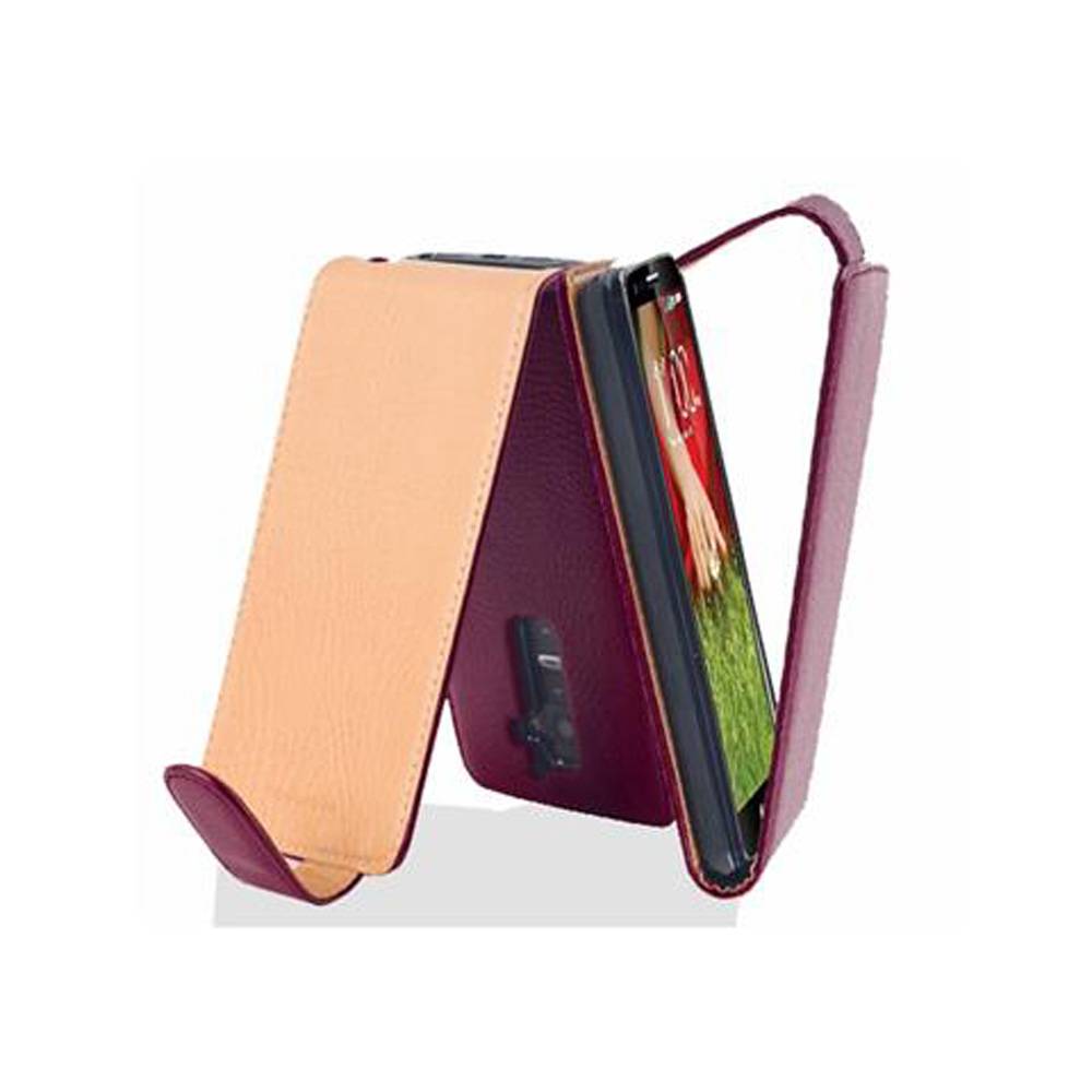 Cadorabo Schutzhülle für LG G2 Hülle in Lila Flip Etui Handyhülle Case Cover Kunstleder