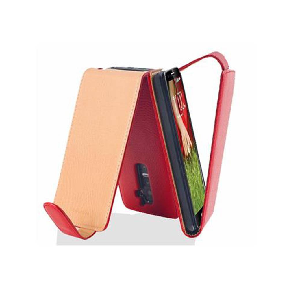 Cadorabo Schutzhülle für LG G2 Hülle in Rot Flip Etui Handyhülle Case Cover Kunstleder