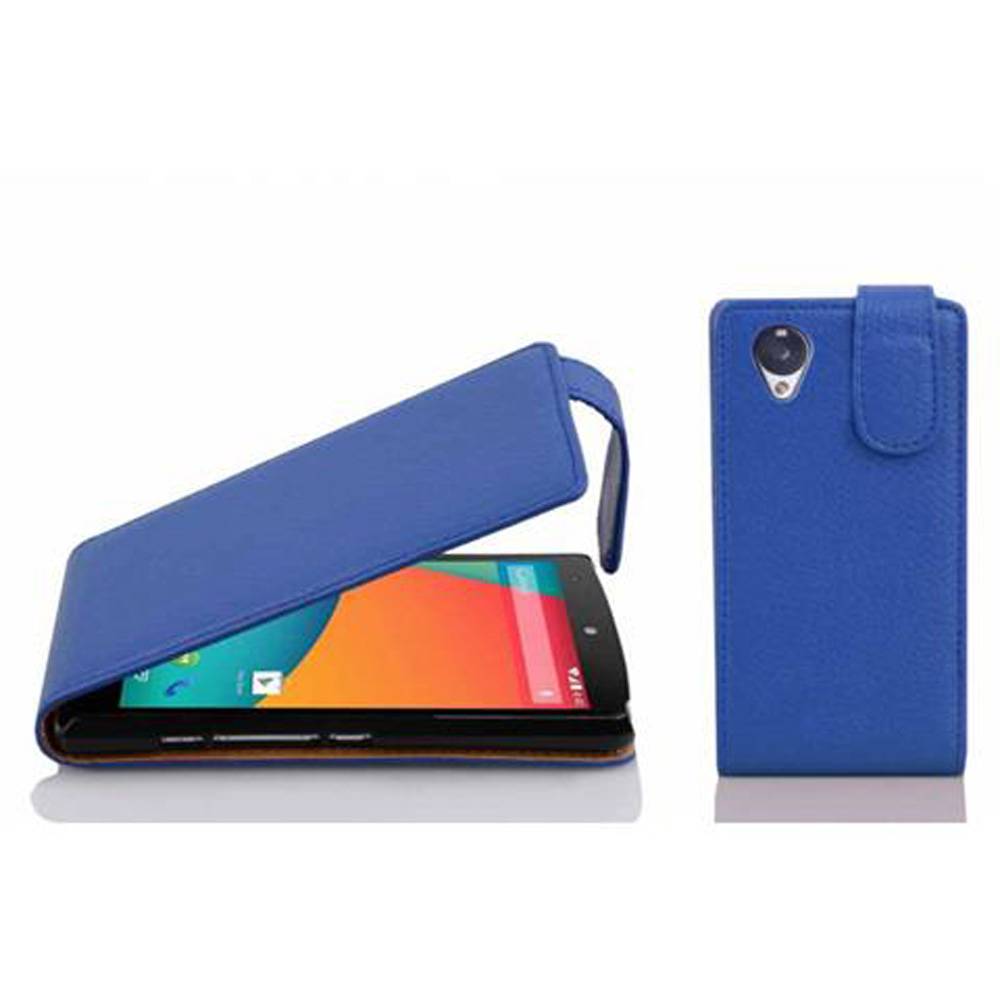 Cadorabo Schutzhülle für LG Google NEXUS 5 Hülle in Blau Flip Etui Handyhülle Case Cover Kunstleder