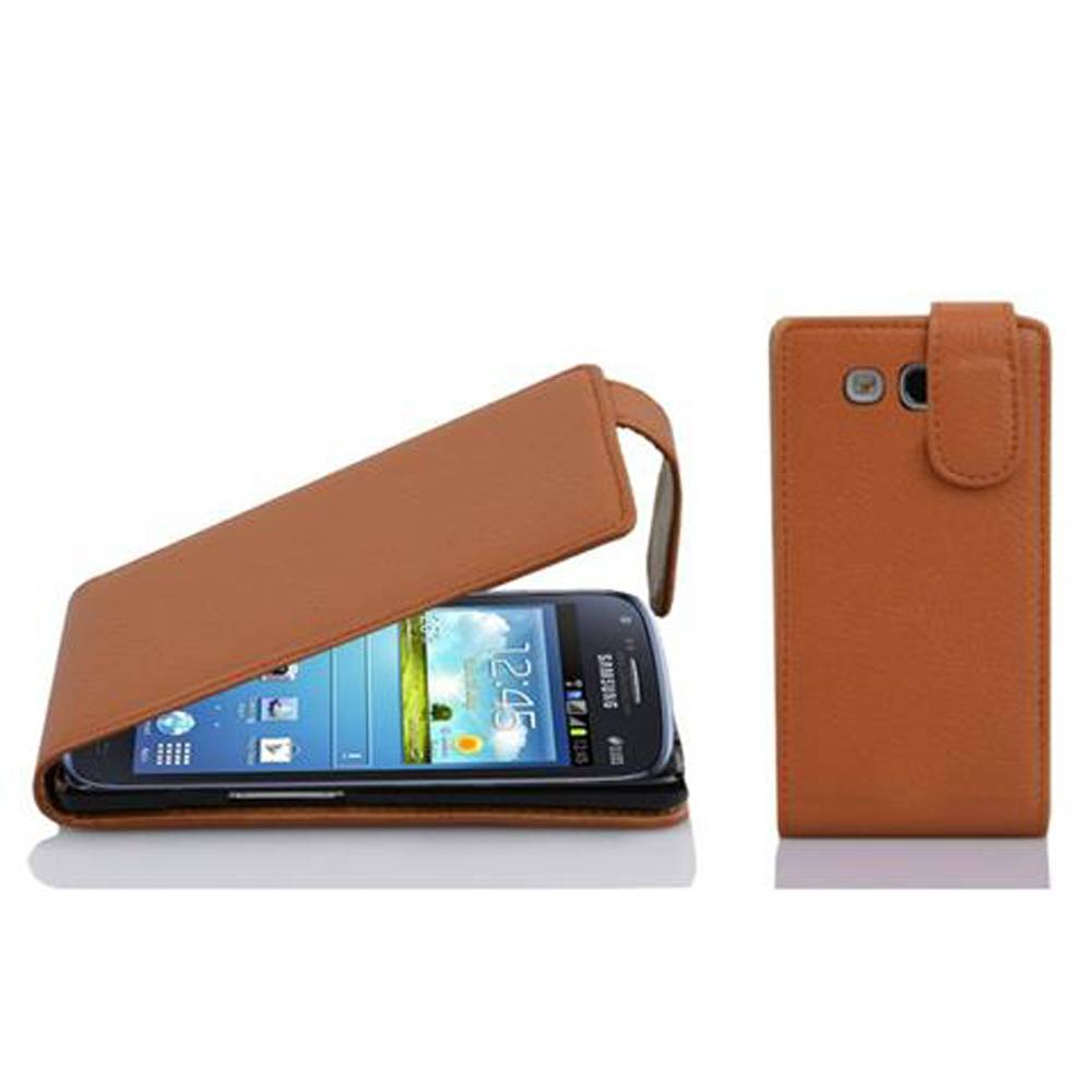 Cadorabo Schutzhülle für Samsung Galaxy CORE / CORE DUOS Hülle in Braun Flip Etui Handyhülle Case Cover Kunstleder