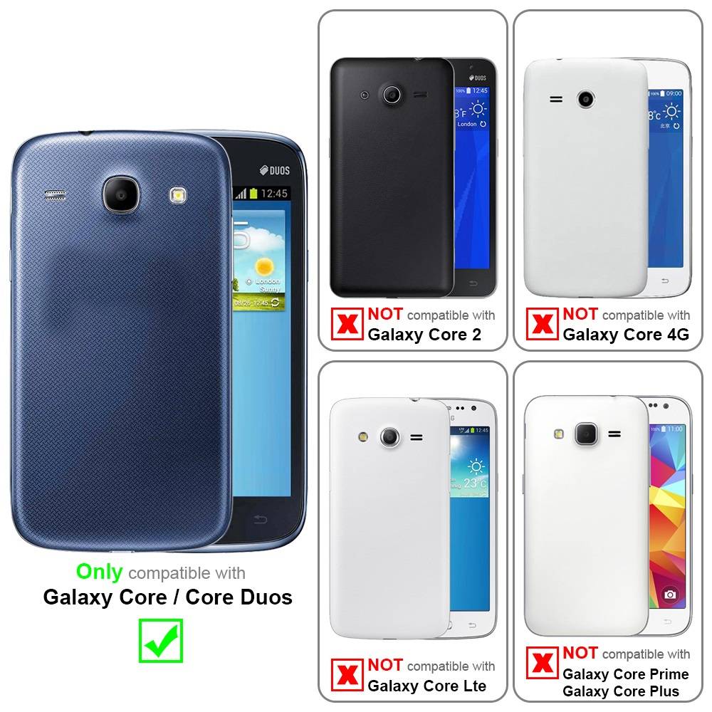 Cadorabo Schutzhülle für Samsung Galaxy CORE / CORE DUOS Hülle in Braun Flip Etui Handyhülle Case Cover Kunstleder