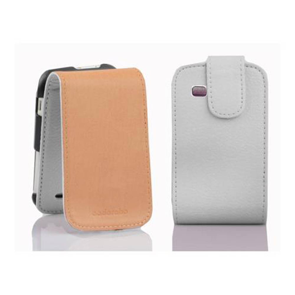 Cadorabo Schutzhülle für Samsung Galaxy POCKET NEO Hülle in Weiß Flip Etui Handyhülle Case Cover Kunstleder