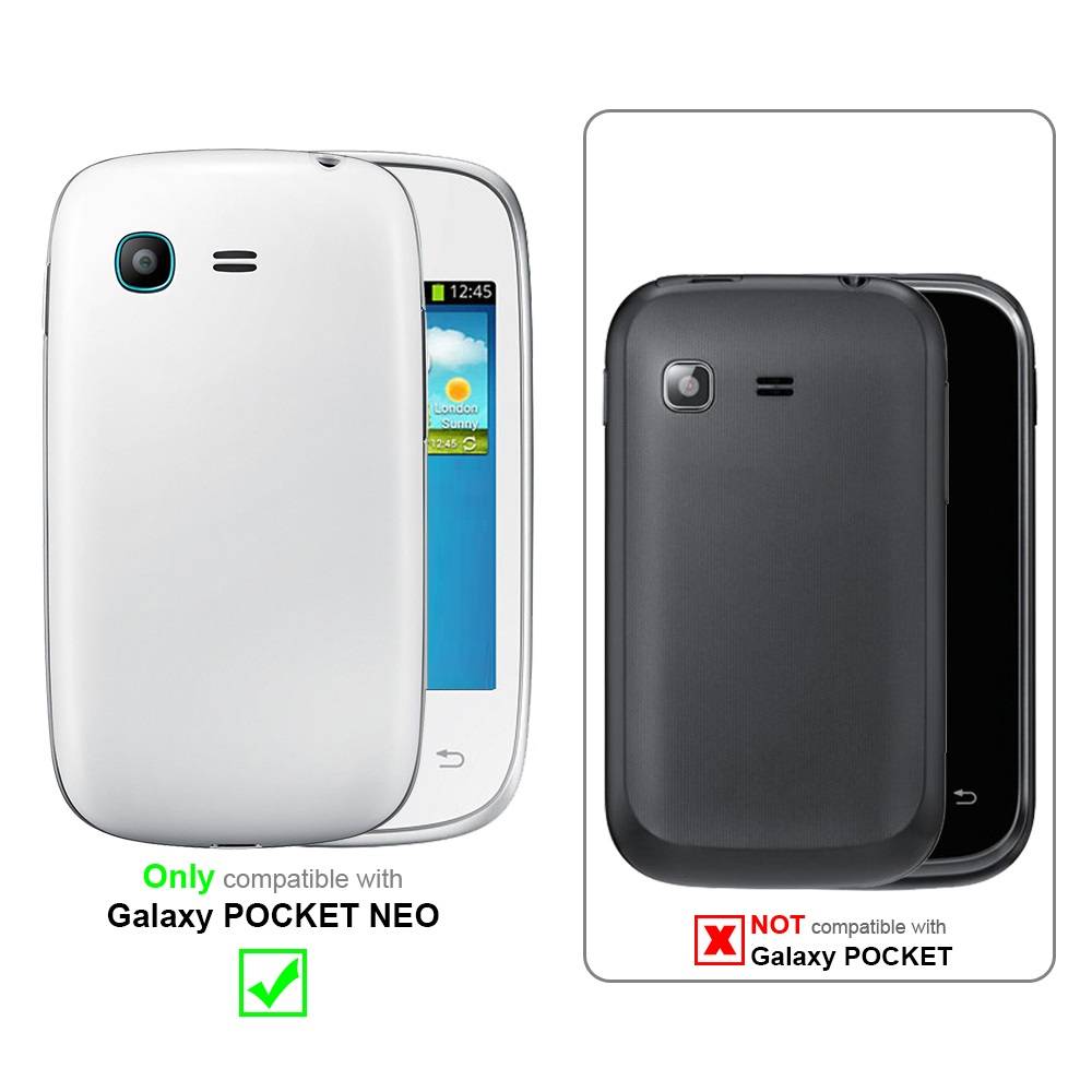 Cadorabo Schutzhülle für Samsung Galaxy POCKET NEO Hülle in Lila Flip Etui Handyhülle Case Cover Kunstleder