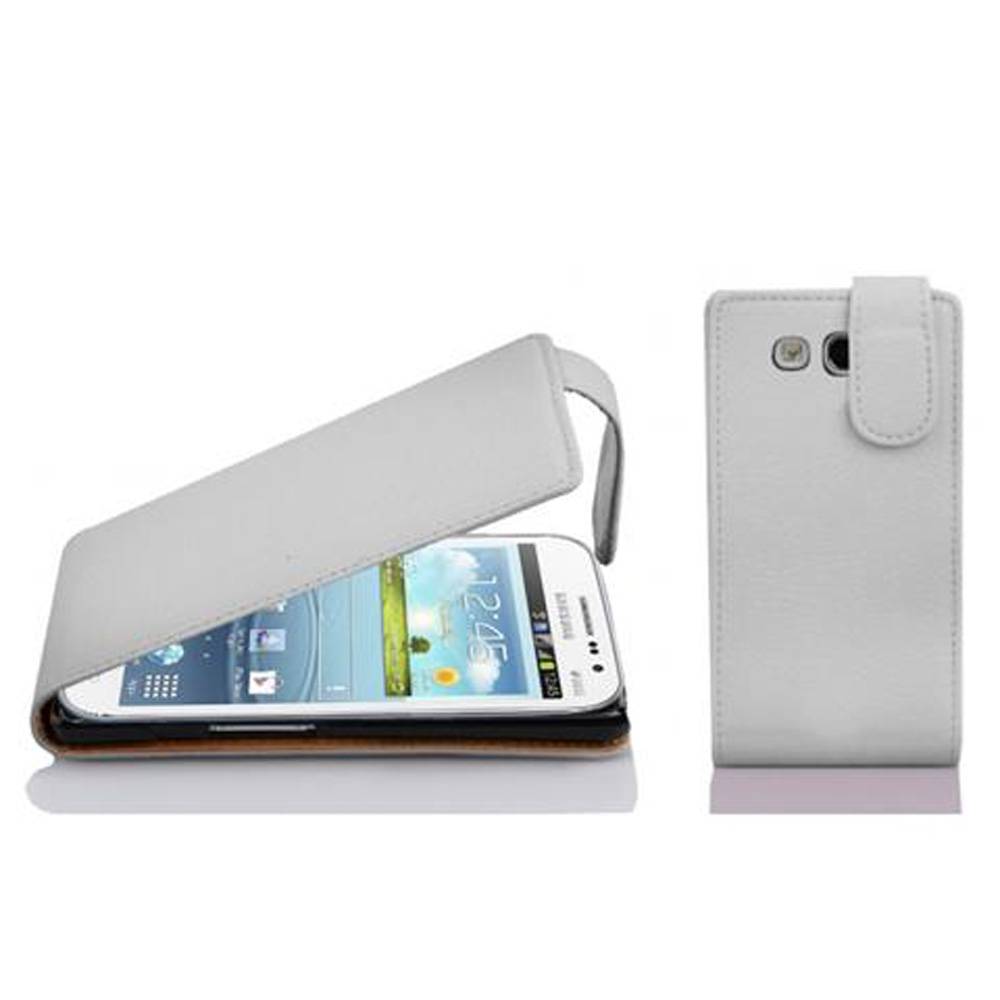 Cadorabo Schutzhülle für Samsung Galaxy WIN Hülle in Weiß Flip Etui Handyhülle Case Cover Kunstleder