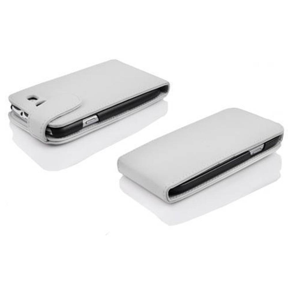 Cadorabo Schutzhülle für Samsung Galaxy WIN Hülle in Weiß Flip Etui Handyhülle Case Cover Kunstleder