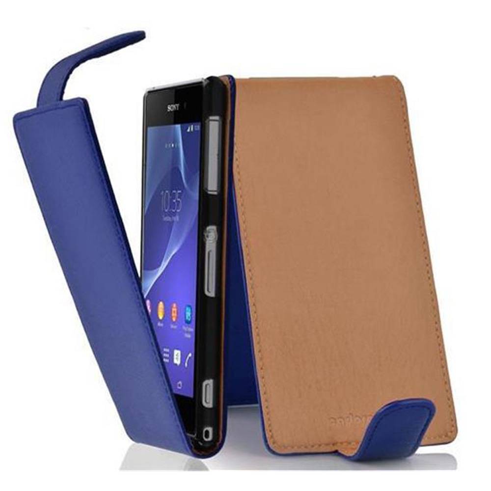 Cadorabo Schutzhülle für Sony Xperia Z2 Hülle in Blau Flip Etui Handyhülle Case Cover Kunstleder