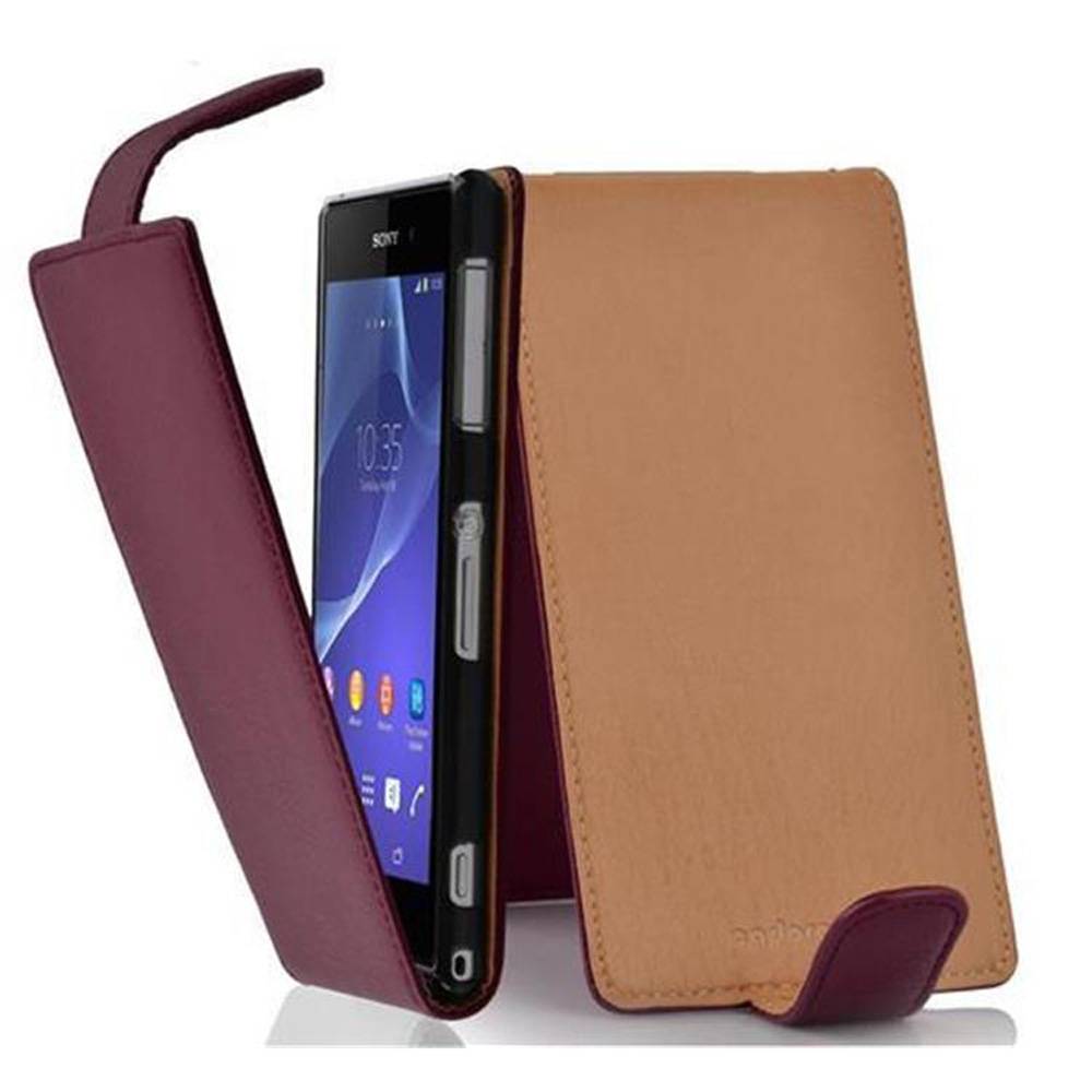 Cadorabo Schutzhülle für Sony Xperia Z2 Hülle in Lila Flip Etui Handyhülle Case Cover Kunstleder