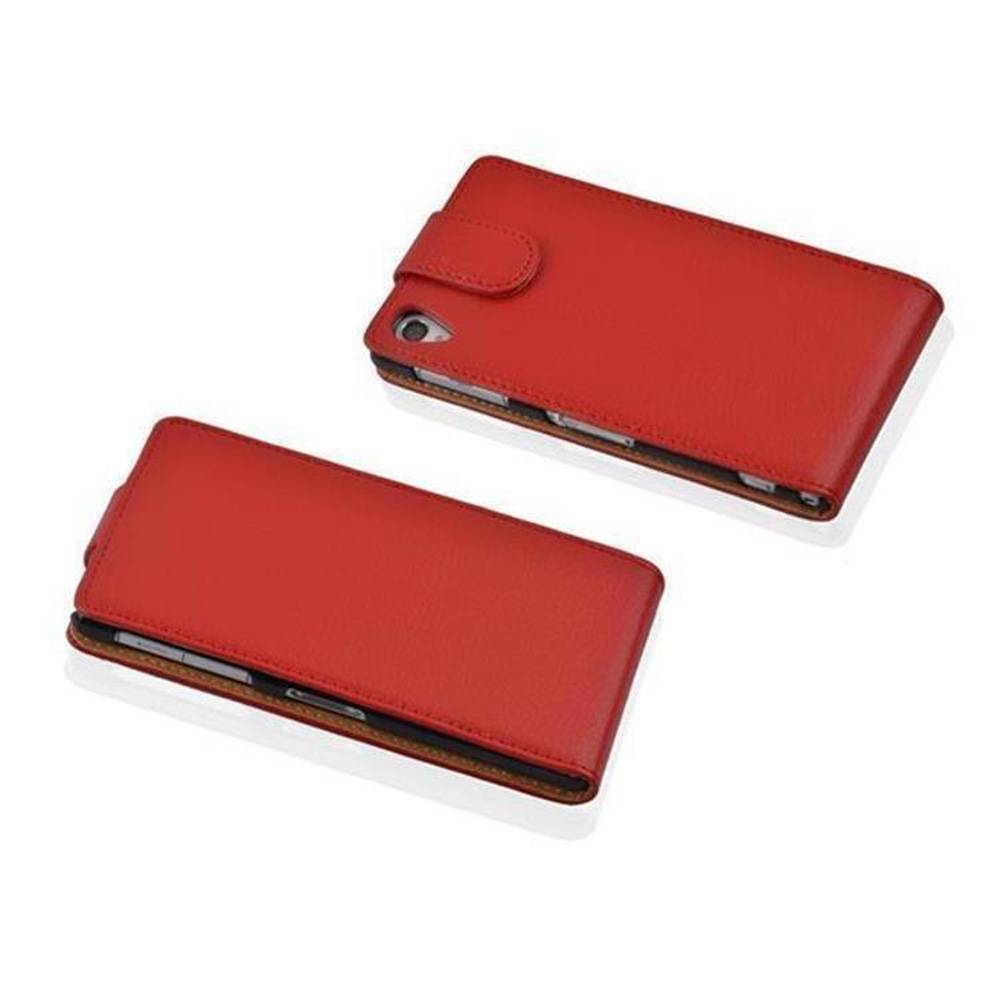 Cadorabo Schutzhülle für Sony Xperia Z2 Hülle in Rot Flip Etui Handyhülle Case Cover Kunstleder