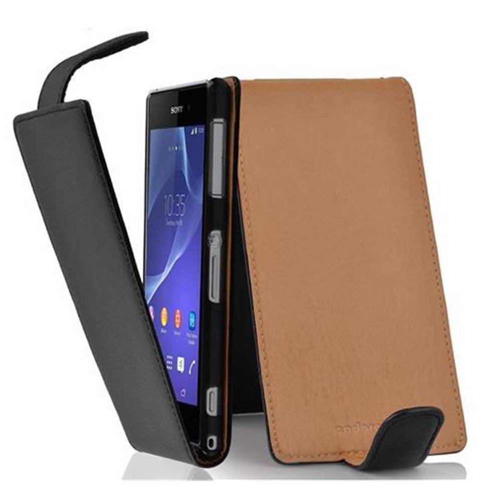 Cadorabo Schutzhülle für Sony Xperia Z2 Hülle in Schwarz Flip Etui Handyhülle Case Cover Kunstleder