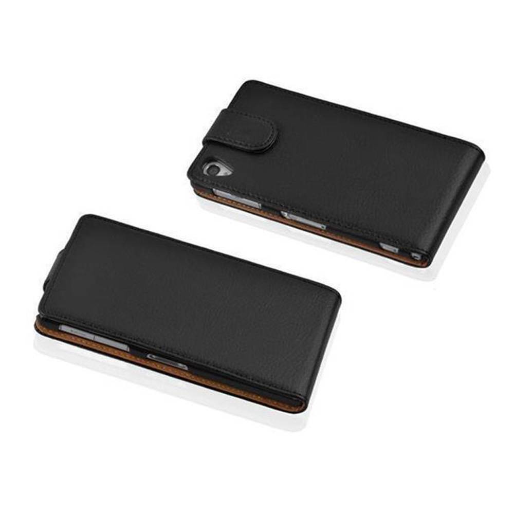 Cadorabo Schutzhülle für Sony Xperia Z2 Hülle in Schwarz Flip Etui Handyhülle Case Cover Kunstleder