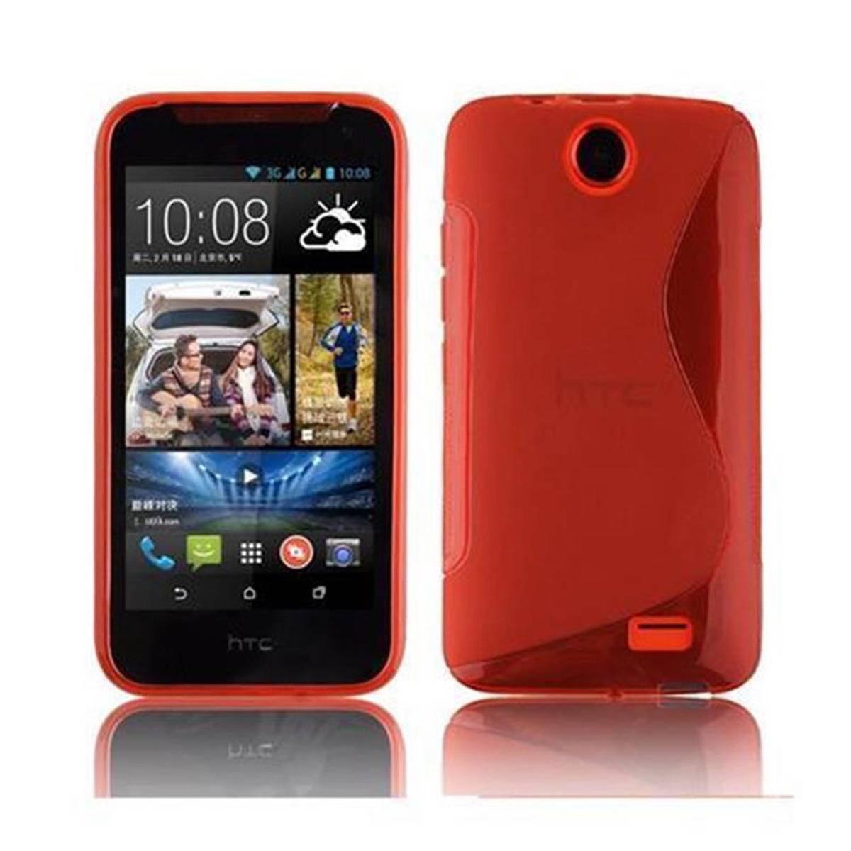 Cadorabo Schutzhülle für HTC Desire 310 Hülle in Rot Handyhülle Case TPU Silikon Etui