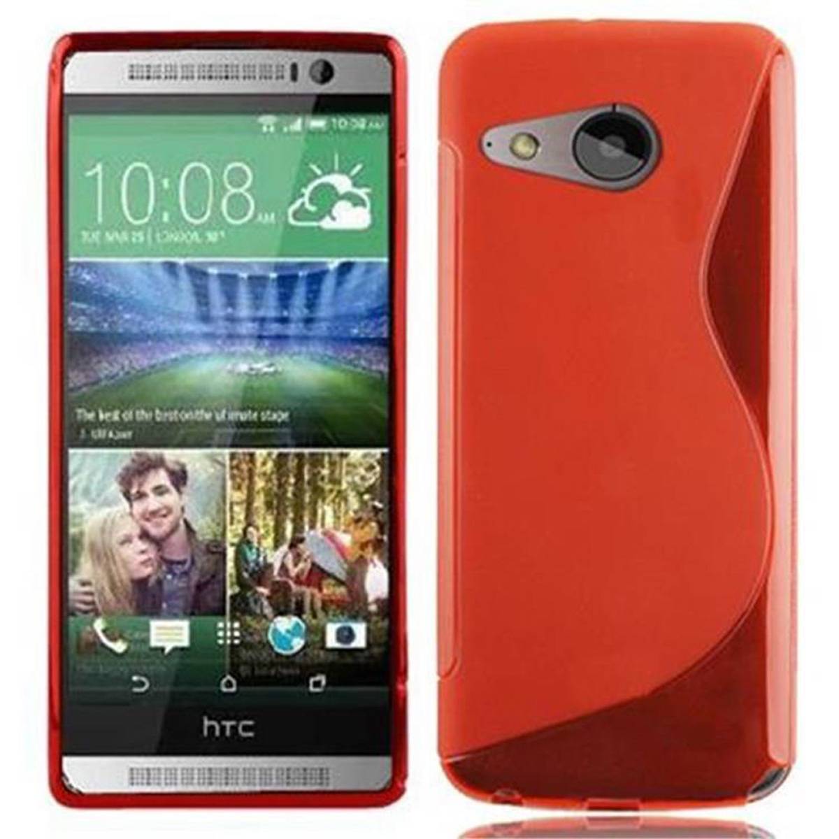 Cadorabo Schutzhülle für HTC ONE M8 MINI Hülle in Rot Handyhülle Case TPU Silikon Etui