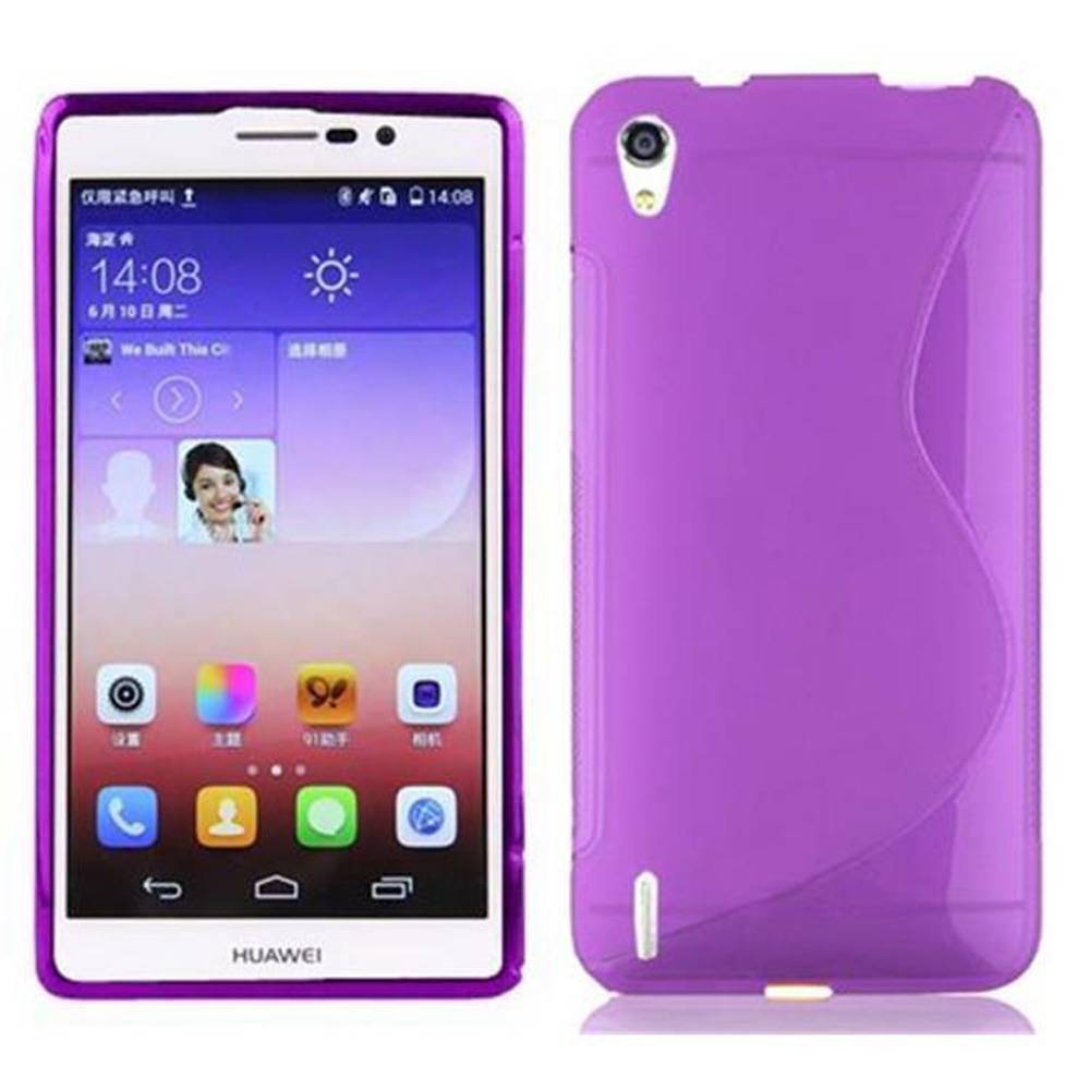 Cadorabo Schutzhülle für Huawei ASCEND P7 Hülle in Lila Handyhülle Case TPU Silikon Etui