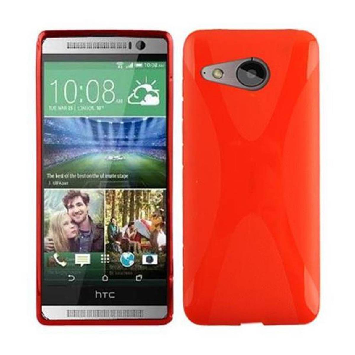 Cadorabo Handyhülle für HTC ONE M8 MINI in Rot Hülle Schutzhülle TPU Silikon Backcover Case