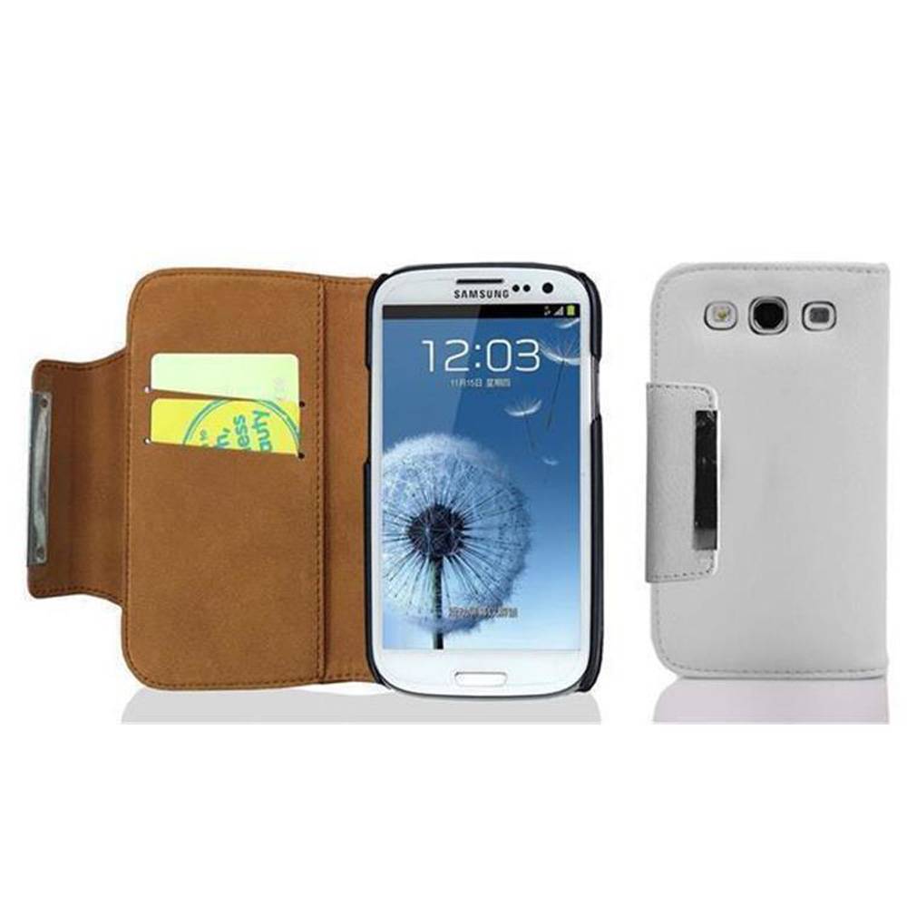 Cadorabo Hülle für Samsung Galaxy S3 / S3 NEO Schutz Hülle in Weiß Handyhülle Cover Case Etui Magnetisch