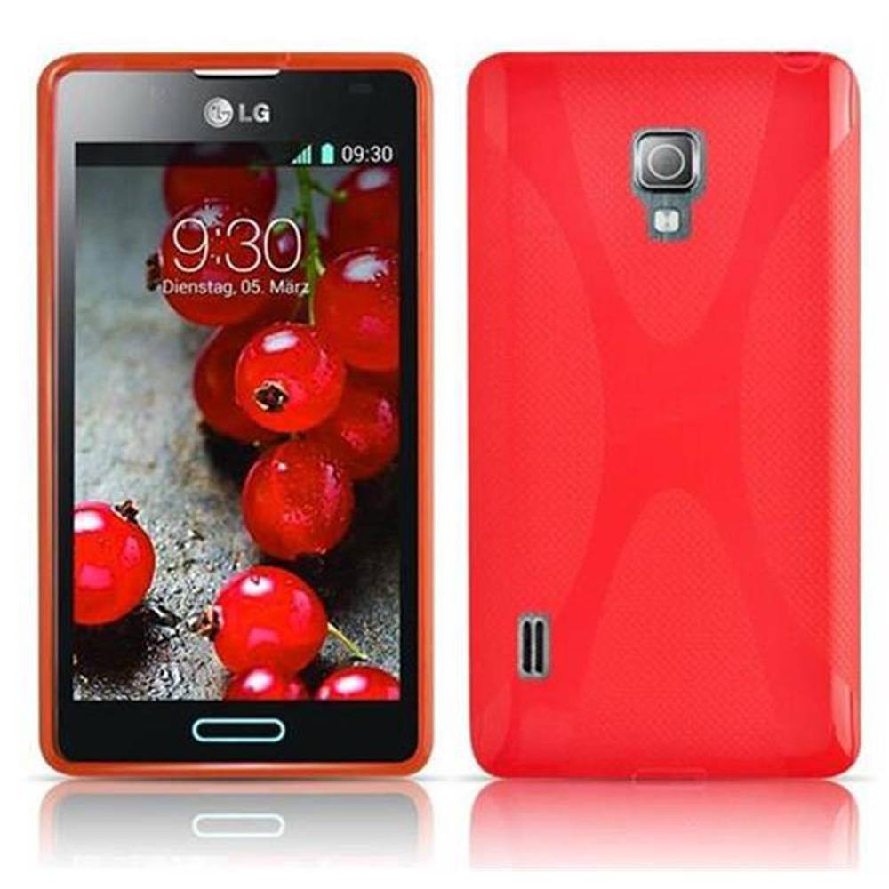 Cadorabo Handyhülle für LG OPTIMUS L7 II in Rot Hülle Schutzhülle TPU Silikon Backcover Case