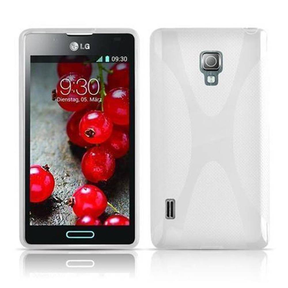 Cadorabo Handyhülle für LG OPTIMUS L7 II in Weiß Hülle Schutzhülle TPU Silikon Backcover Case