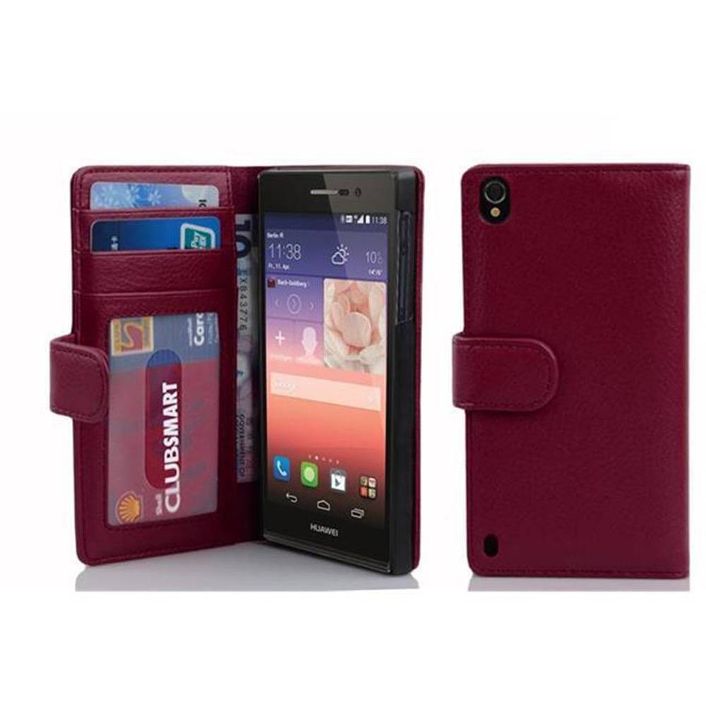 Cadorabo Hülle für Huawei ASCEND P7 in Lila Backcover Handy Schutz Hülle Book Case Booklet Kartenfächer