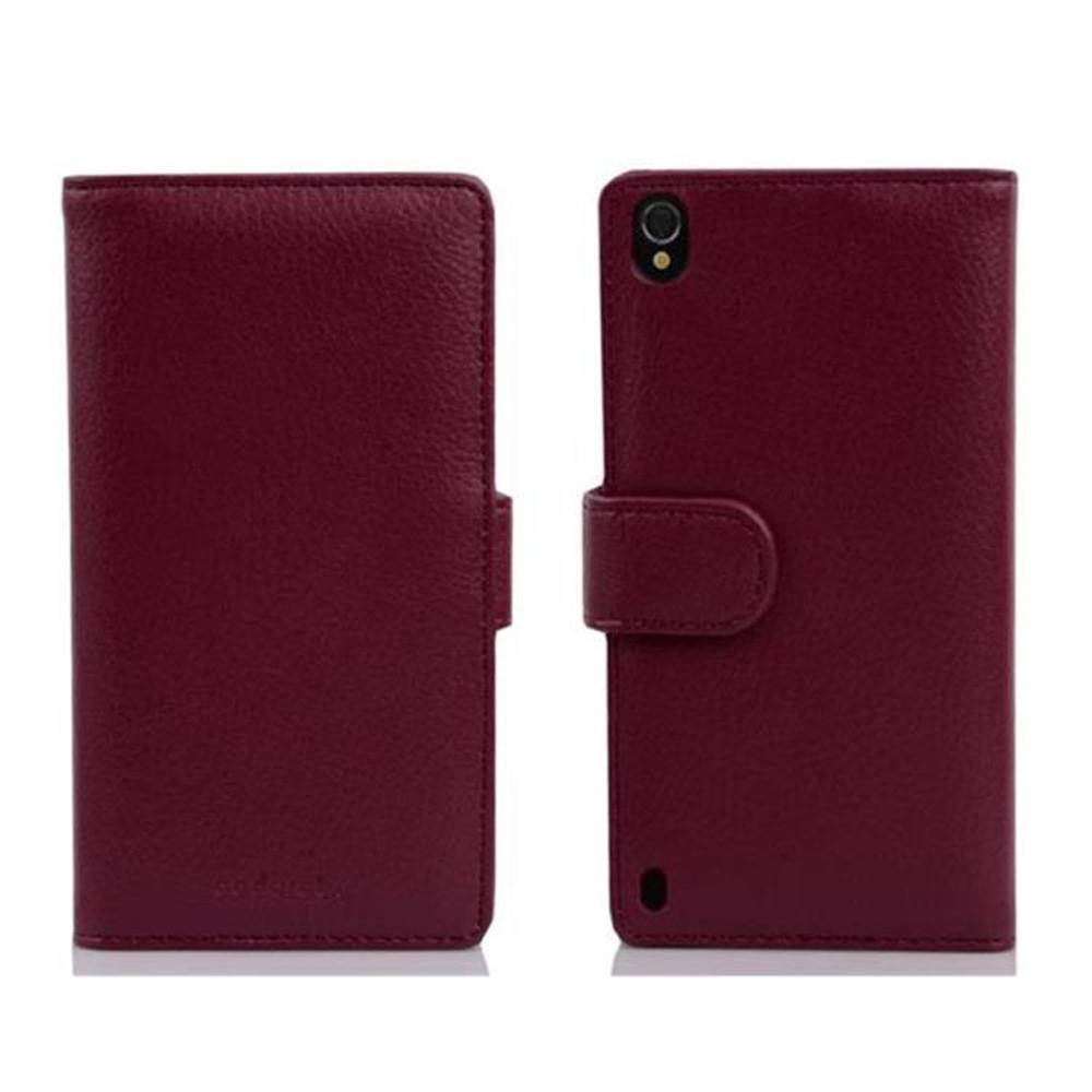 Cadorabo Hülle für Huawei ASCEND P7 in Lila Backcover Handy Schutz Hülle Book Case Booklet Kartenfächer