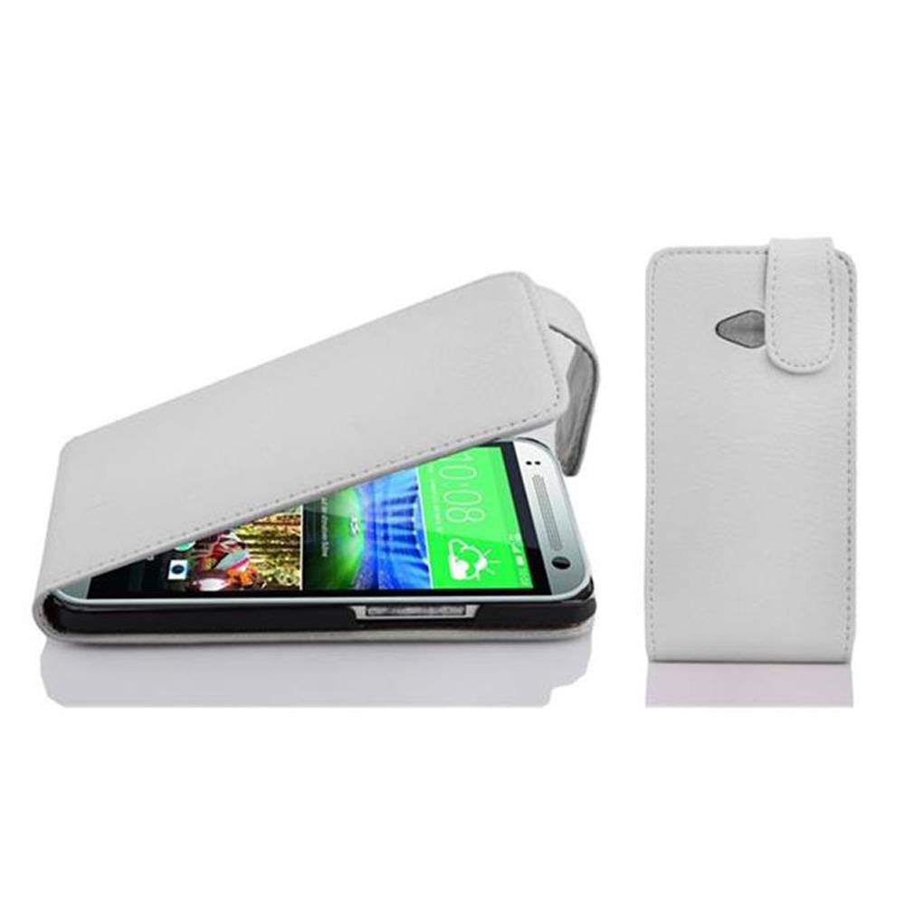 Cadorabo Schutzhülle für HTC ONE M8 MINI Hülle in Weiß Flip Etui Handyhülle Case Cover Kunstleder