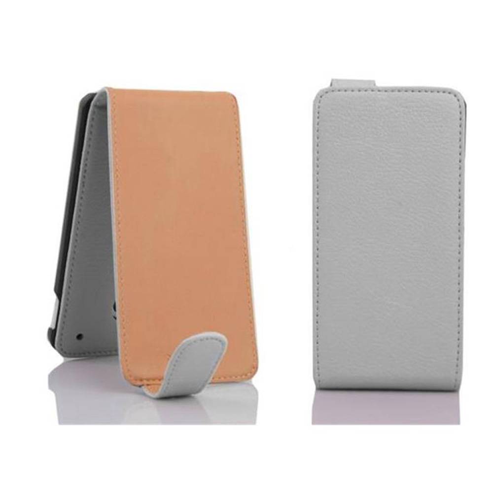 Cadorabo Schutzhülle für HTC ONE M8 MINI Hülle in Weiß Flip Etui Handyhülle Case Cover Kunstleder
