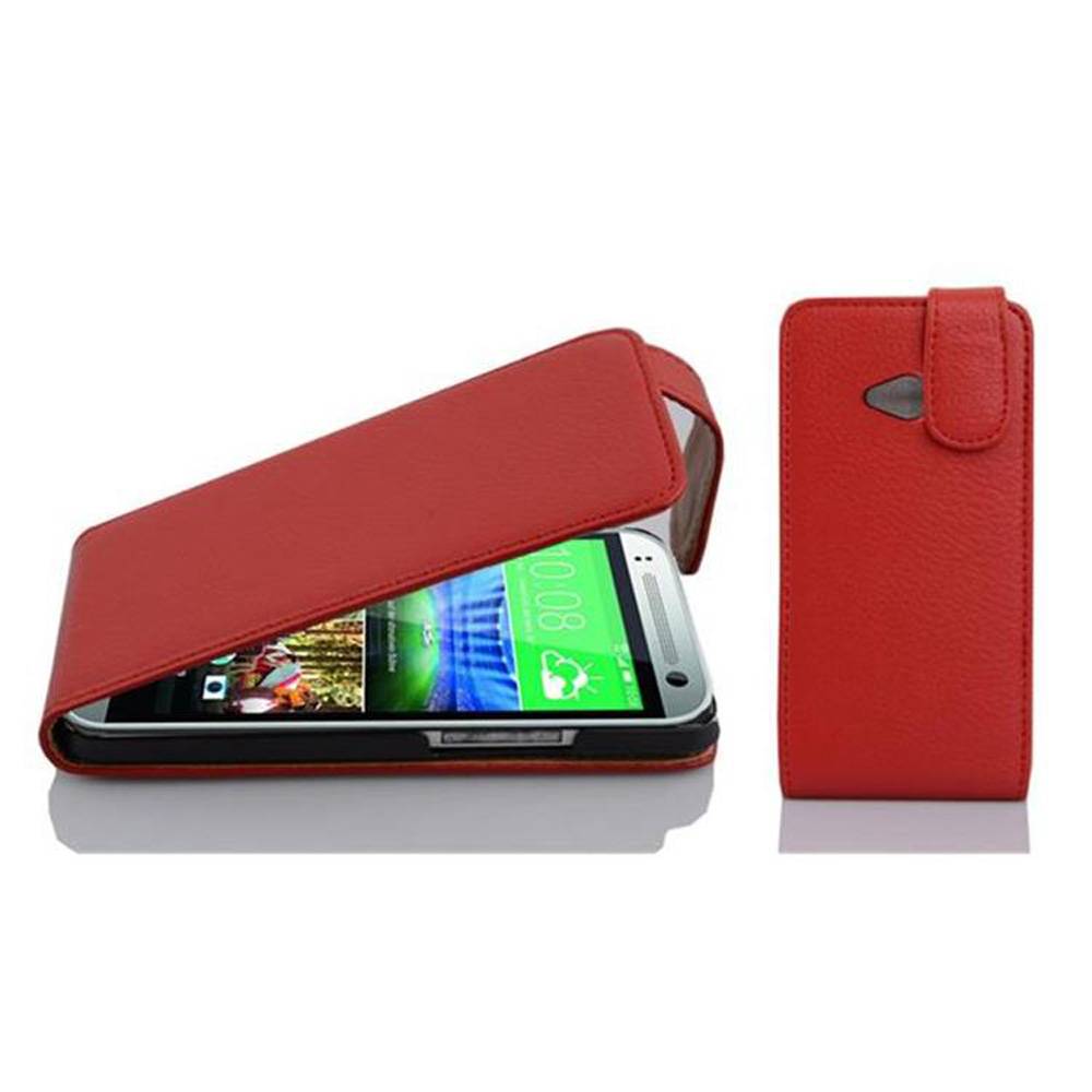 Cadorabo Schutzhülle für HTC ONE M8 MINI Hülle in Rot Flip Etui Handyhülle Case Cover Kunstleder
