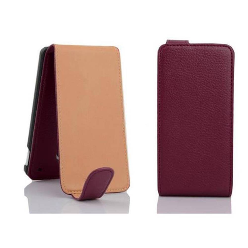 Cadorabo Schutzhülle für HTC ONE M8 MINI Hülle in Lila Flip Etui Handyhülle Case Cover Kunstleder