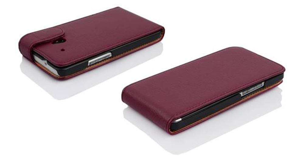 Cadorabo Schutzhülle für HTC ONE M8 MINI Hülle in Lila Flip Etui Handyhülle Case Cover Kunstleder