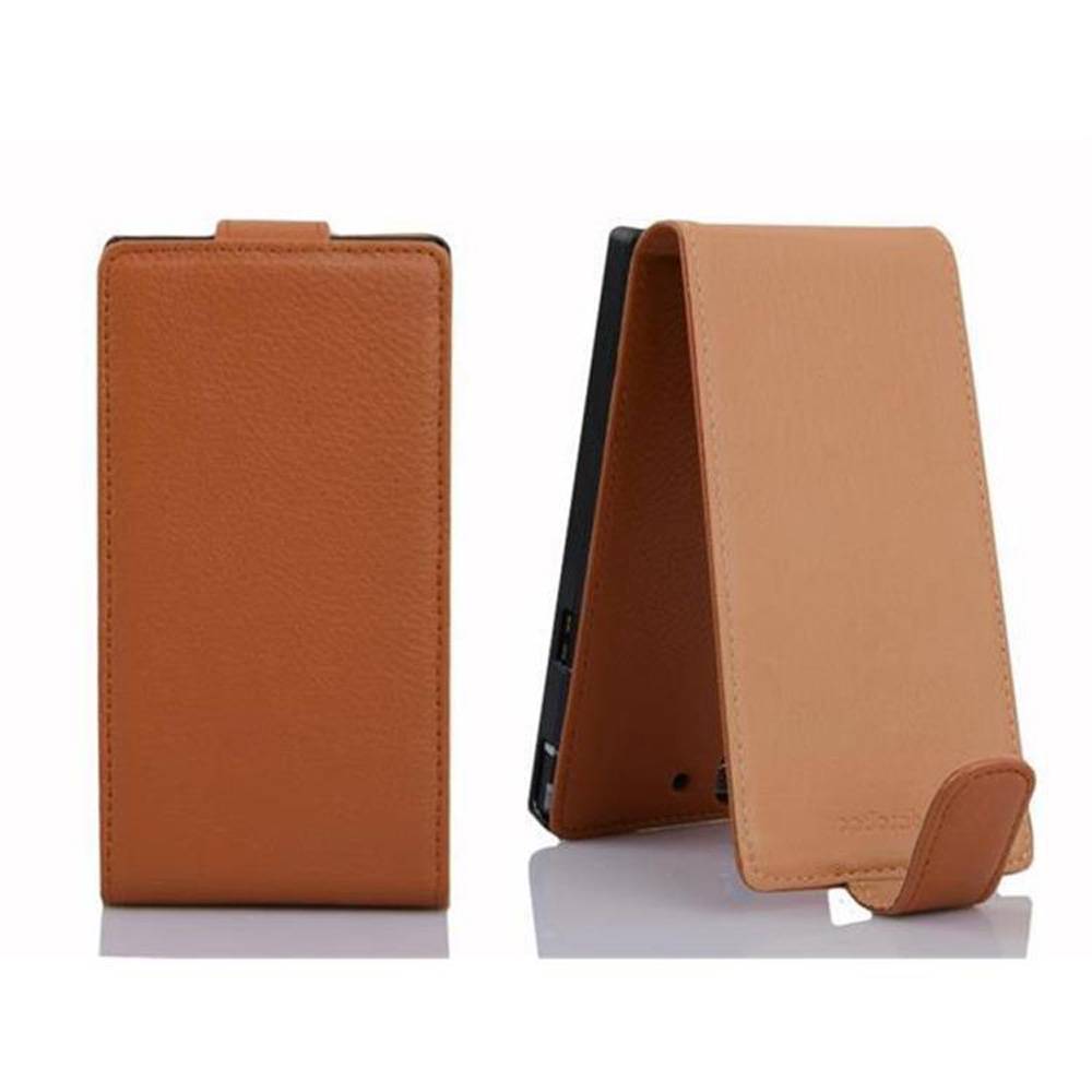Cadorabo Schutzhülle für Huawei ASCEND P7 Hülle in Braun Flip Etui Handyhülle Case Cover Kunstleder