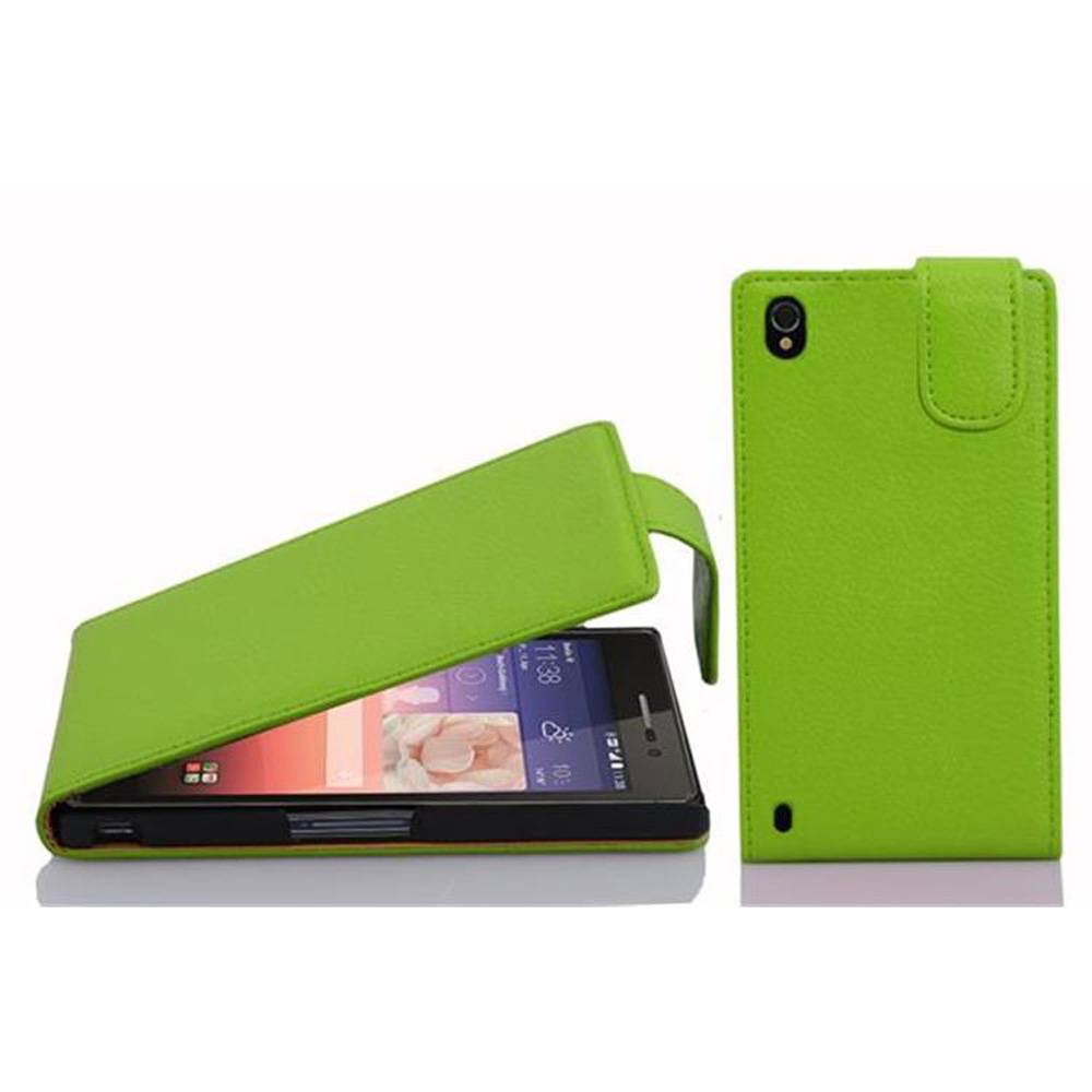 Cadorabo Schutzhülle für Huawei ASCEND P7 Hülle in Grün Flip Etui Handyhülle Case Cover Kunstleder