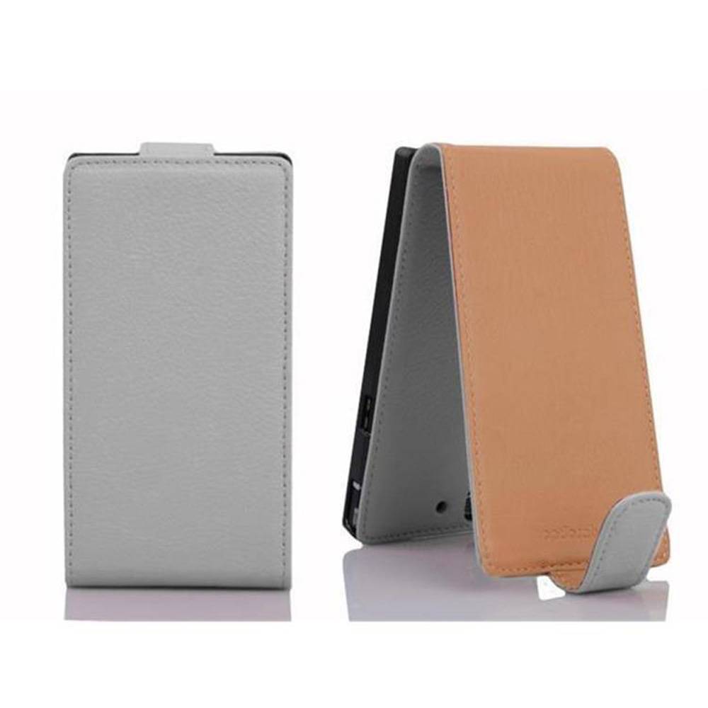 Cadorabo Schutzhülle für Huawei ASCEND P7 Hülle in Weiß Flip Etui Handyhülle Case Cover Kunstleder