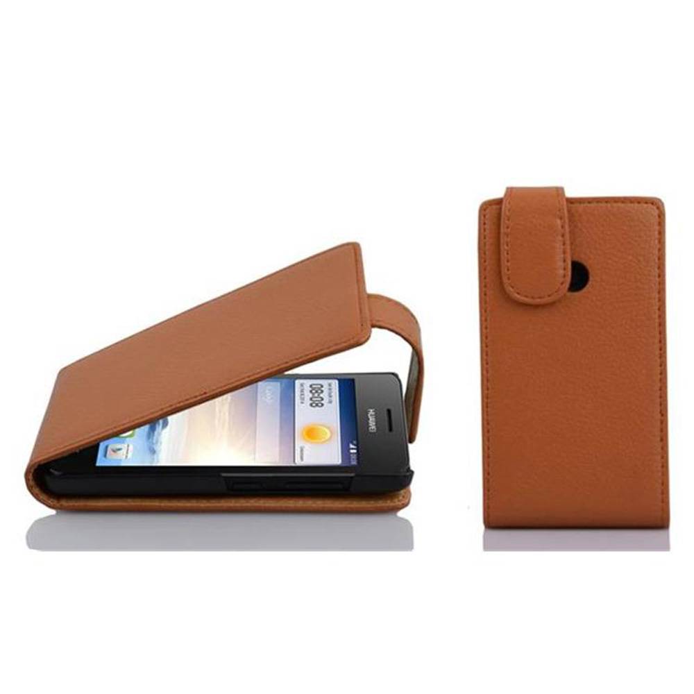 Cadorabo Schutzhülle für Huawei ASCEND G330 Hülle in Braun Flip Etui Handyhülle Case Cover Kunstleder