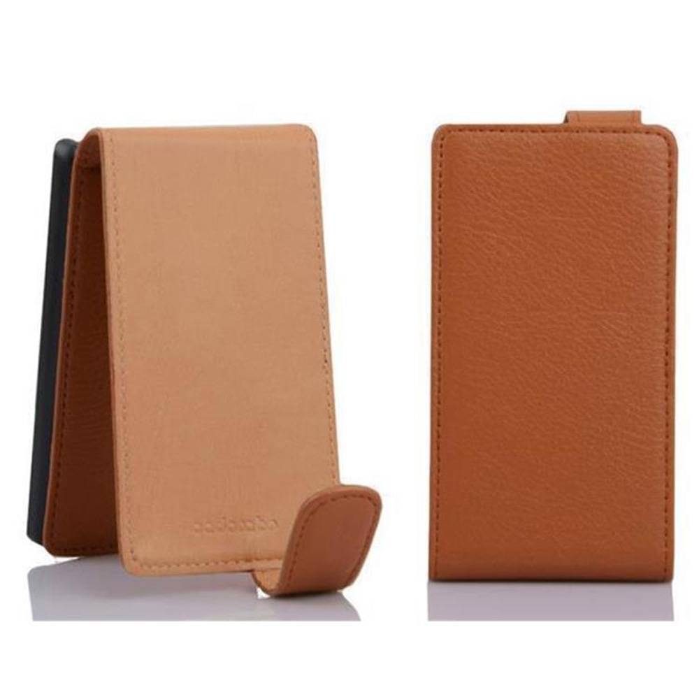Cadorabo Schutzhülle für Huawei ASCEND G330 Hülle in Braun Flip Etui Handyhülle Case Cover Kunstleder