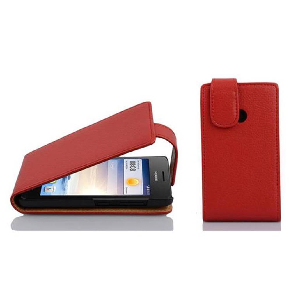 Cadorabo Schutzhülle für Huawei ASCEND G330 Hülle in Rot Flip Etui Handyhülle Case Cover Kunstleder