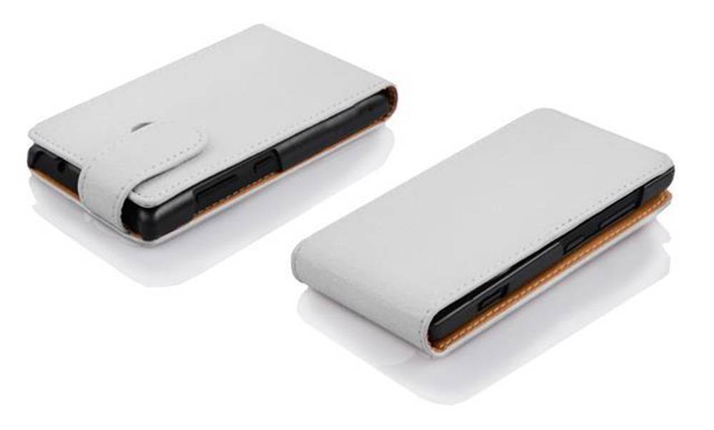 Cadorabo Schutzhülle für Huawei ASCEND G330 Hülle in Weiß Flip Etui Handyhülle Case Cover Kunstleder