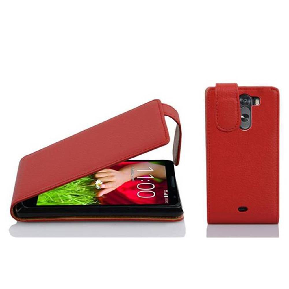 Cadorabo Schutzhülle für LG G2 MINI Hülle in Rot Flip Etui Handyhülle Case Cover Kunstleder