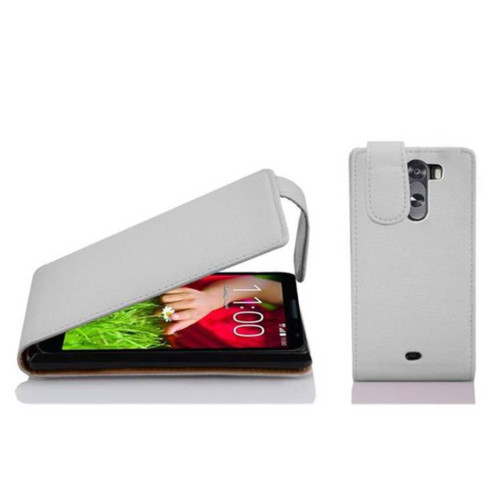 Cadorabo Schutzhülle für LG G2 MINI Hülle in Weiß Flip Etui Handyhülle Case Cover Kunstleder