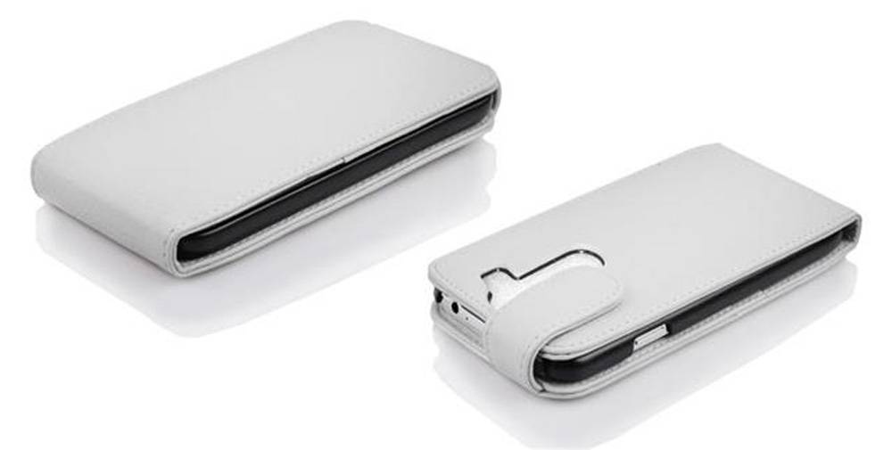 Cadorabo Schutzhülle für LG G2 MINI Hülle in Weiß Flip Etui Handyhülle Case Cover Kunstleder