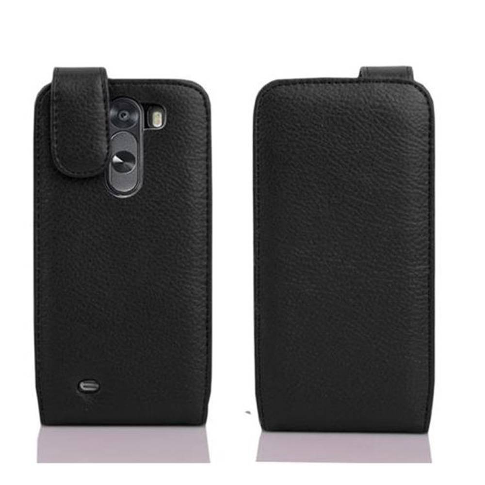 Cadorabo Schutzhülle für LG G3 Hülle in Schwarz Flip Etui Handyhülle Case Cover Kunstleder
