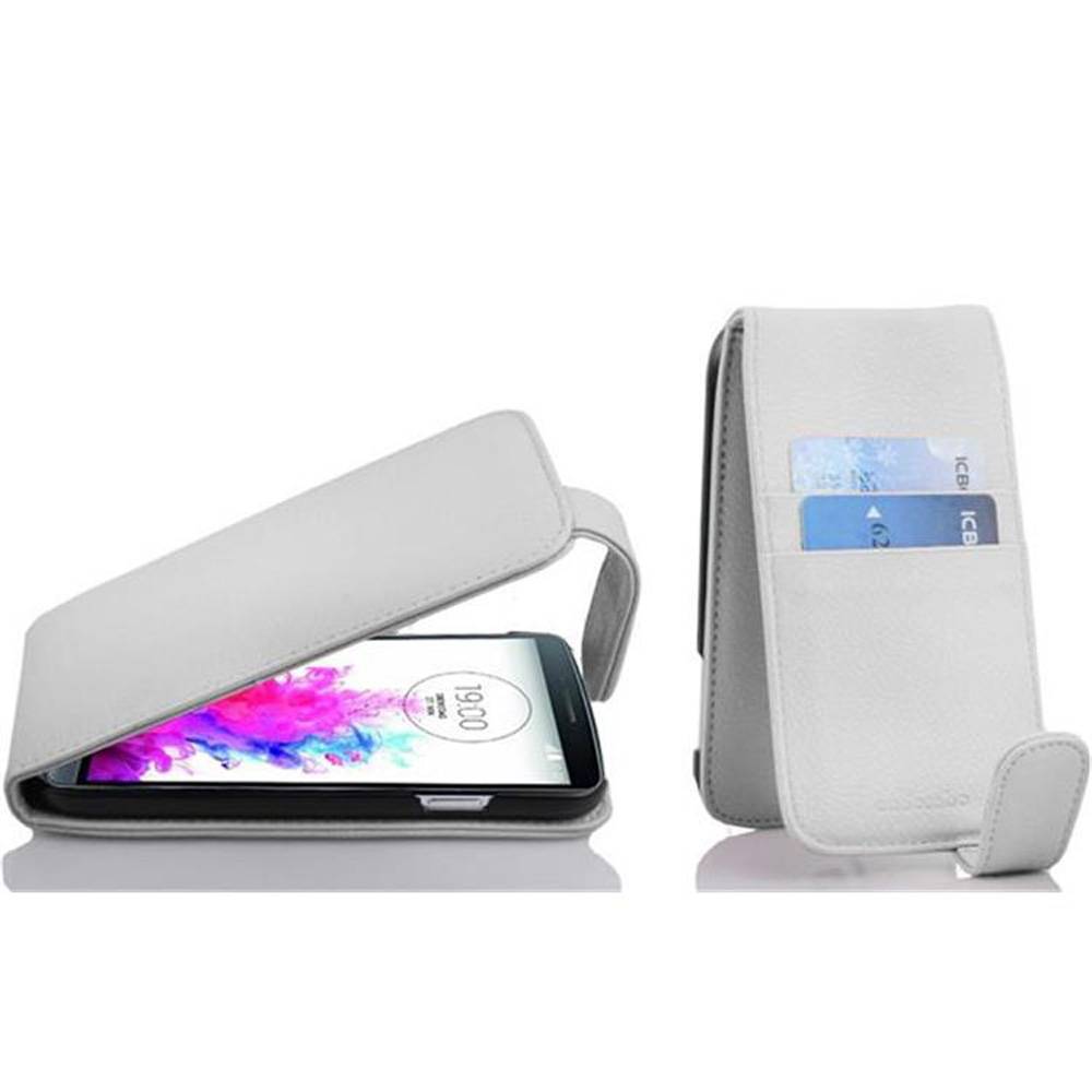 Cadorabo Schutzhülle für LG G3 Hülle in Weiß Flip Etui Handyhülle Case Cover Kunstleder