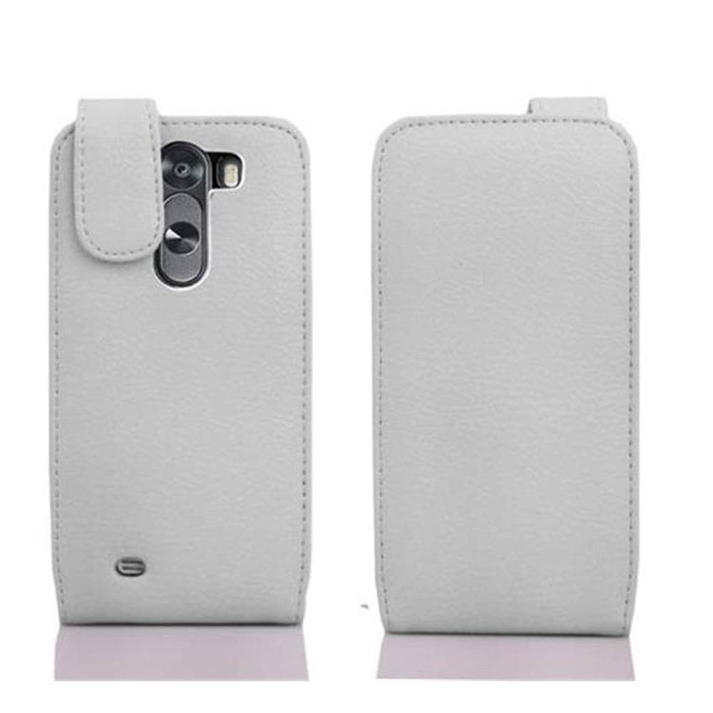 Cadorabo Schutzhülle für LG G3 Hülle in Weiß Flip Etui Handyhülle Case Cover Kunstleder