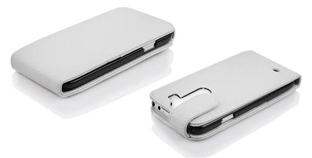 Cadorabo Schutzhülle für LG G3 Hülle in Weiß Flip Etui Handyhülle Case Cover Kunstleder