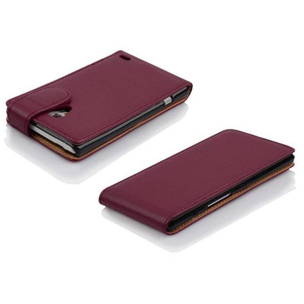 Cadorabo Schutzhülle für LG L70 (1. SIM) Hülle in Lila Flip Etui Handyhülle Case Cover Kunstleder