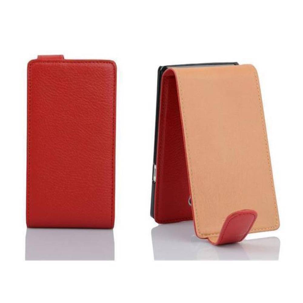 Cadorabo Schutzhülle für LG L70 (1. SIM) Hülle in Rot Flip Etui Handyhülle Case Cover Kunstleder