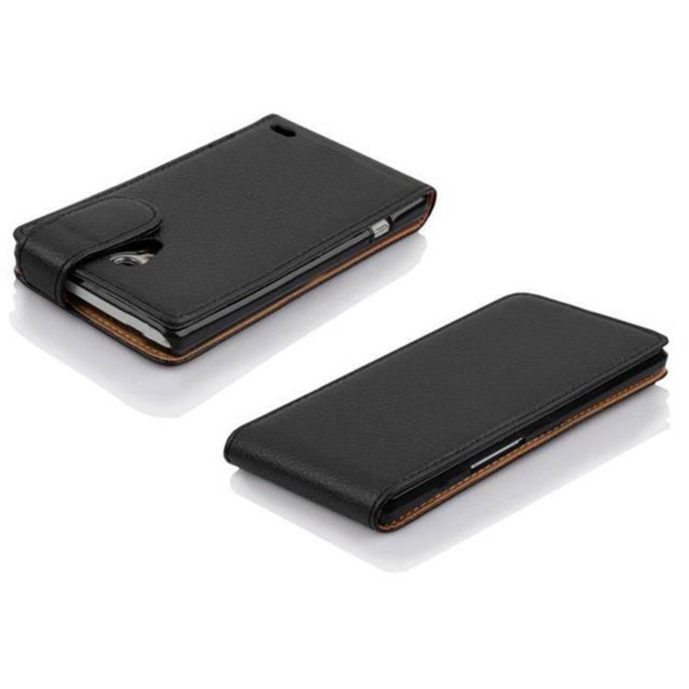 Cadorabo Schutzhülle für LG L70 (1. SIM) Hülle in Schwarz Flip Etui Handyhülle Case Cover Kunstleder