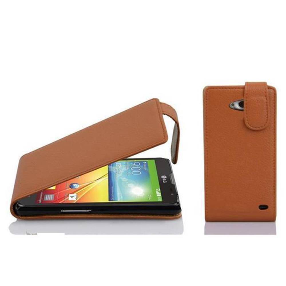 Cadorabo Schutzhülle für LG L90 (1. SIM) Hülle in Braun Flip Etui Handyhülle Case Cover Kunstleder