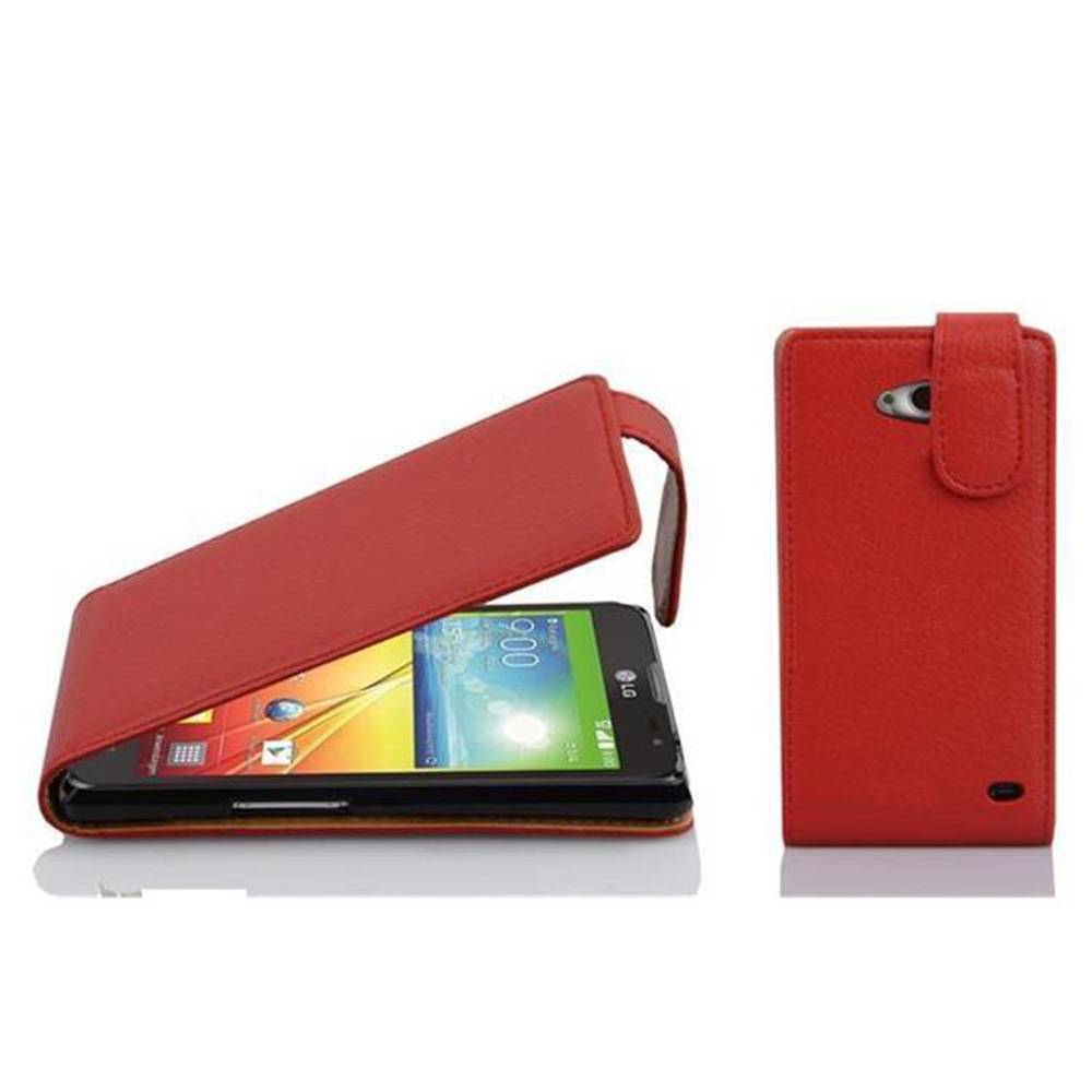 Cadorabo Schutzhülle für LG L90 (1. SIM) Hülle in Rot Flip Etui Handyhülle Case Cover Kunstleder